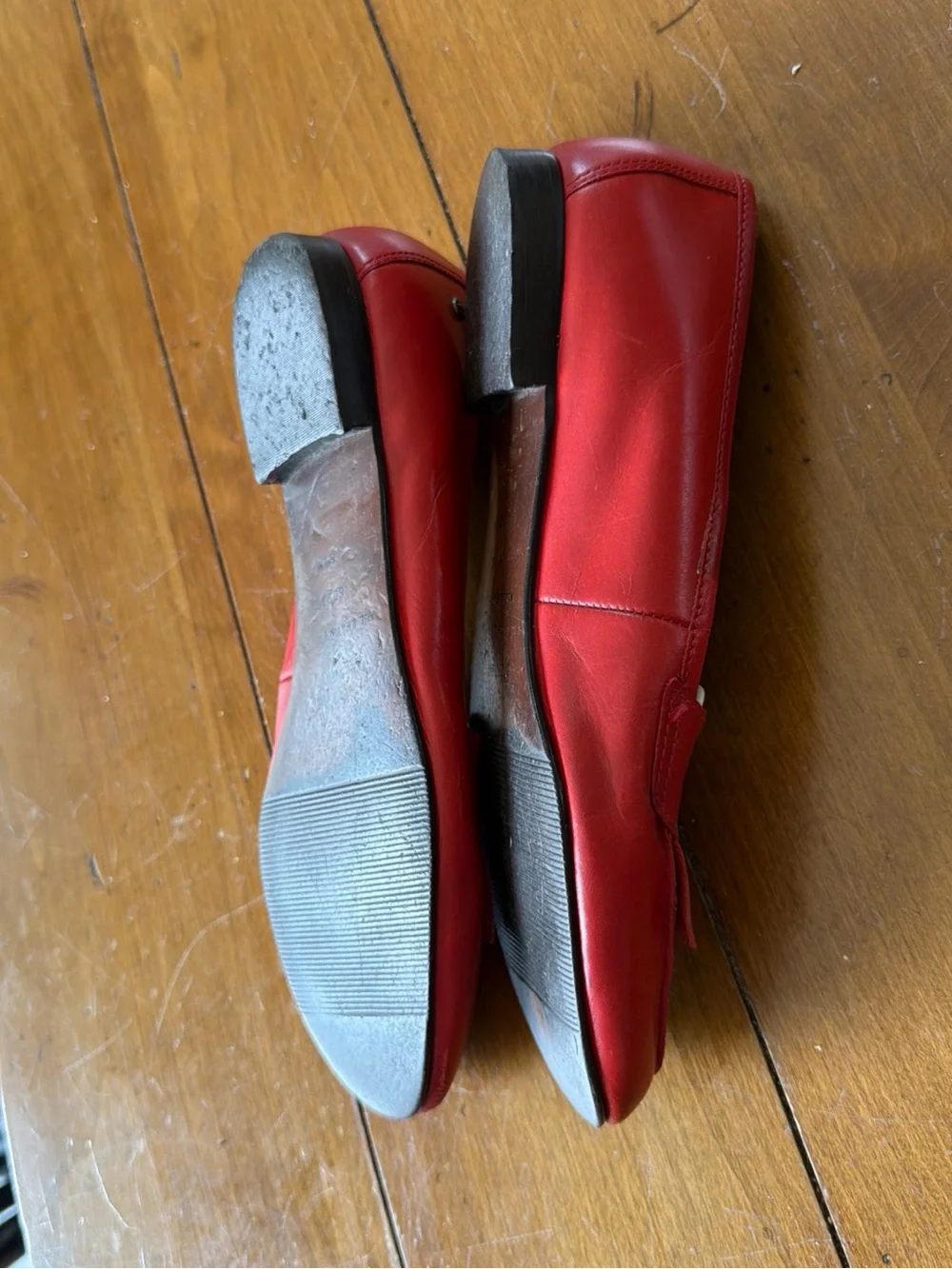 Etienne Aigner Red and White Leather Loafers